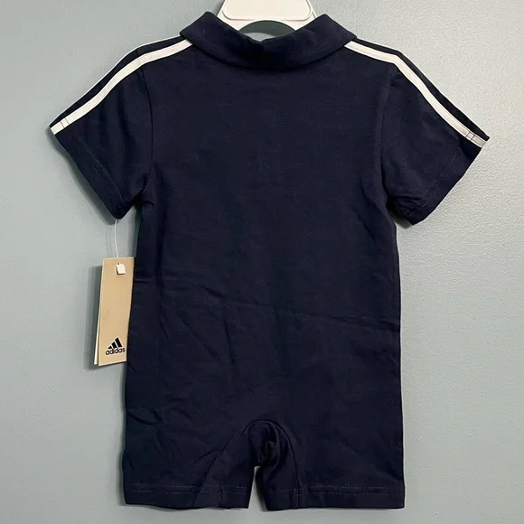 Boys 12 month Adidas Blue Polo Short Sleeve Jumpsuit Romper - Picture 3 of 11